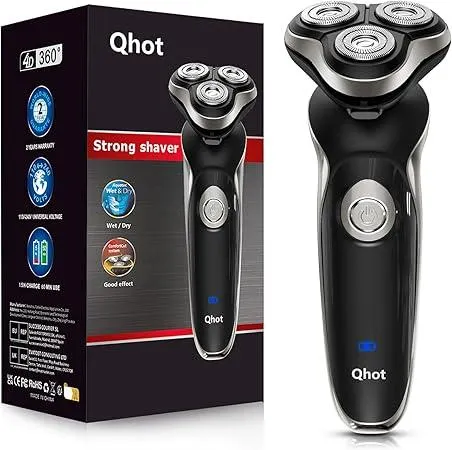 Qhot rasierer herren elektrisch,2024 Upgraded Rechargeable Elektrischer Nass- und Trockenrasierer für Männer mit Pop-Up Trimmer, Nasenhaartrimmer