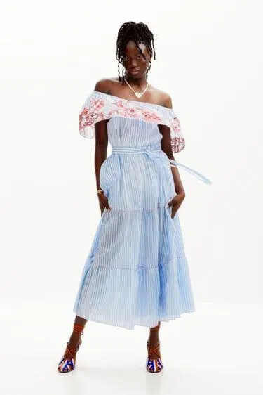 Gestreiftes Maxi-Kleid Stella Jean