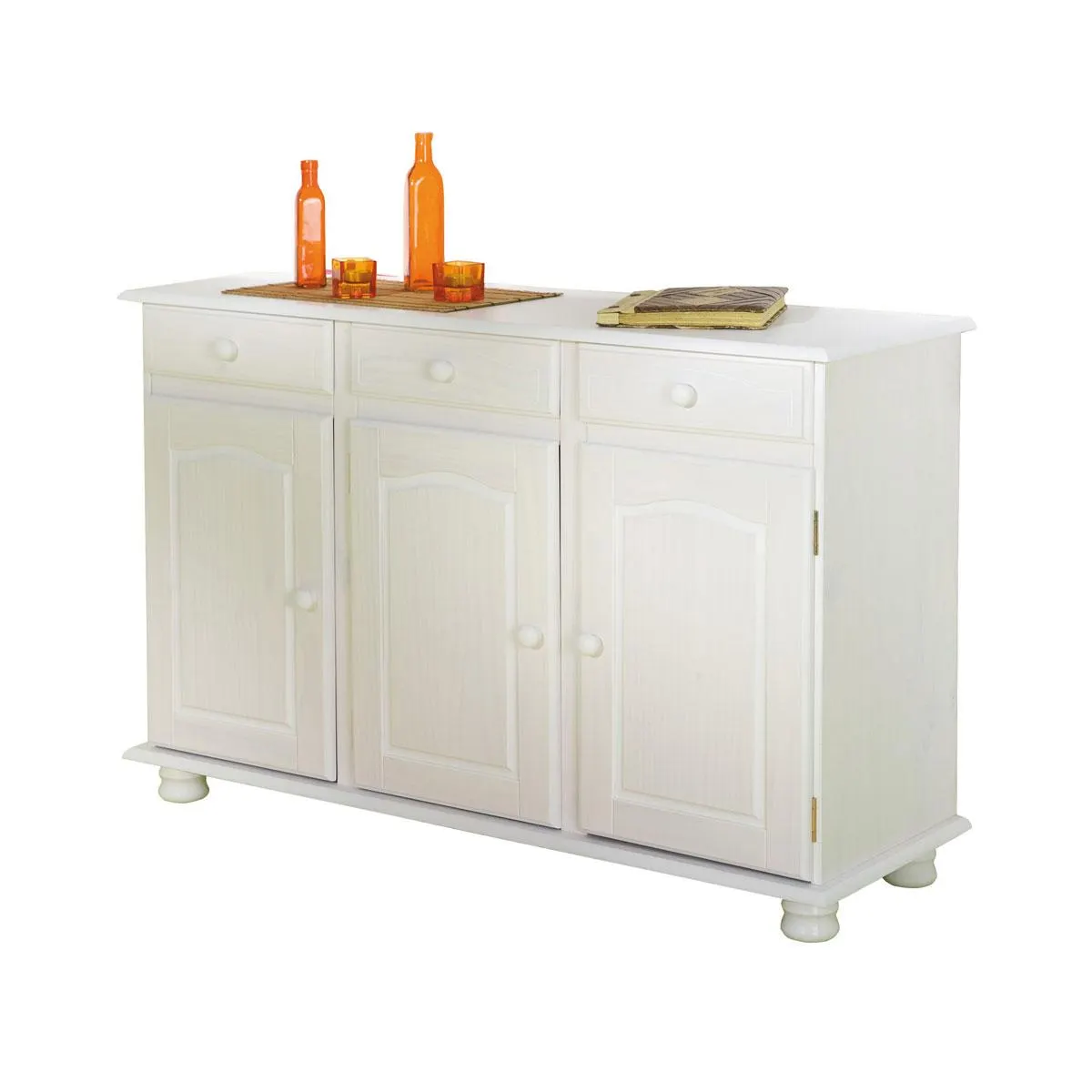 Inter Link Anrichte Livio Kiefer weiß 3-trg 130 x 87 x 43 cm