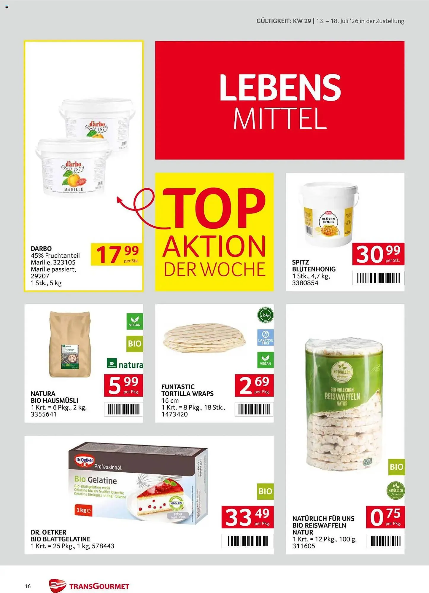 Transgourmet Flugblatt von 13. Juli bis 18. Juli 2026 - Flugblätt seite  16