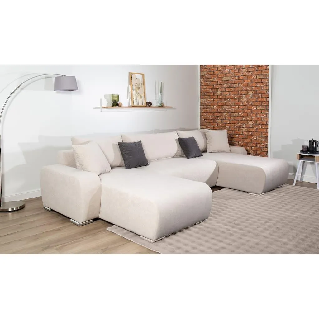 COLLECTION AB Wohnlandschaft »Paola U-Form, B: 314 cm« Bettfunktion, Bettkasten & 4 Zierkissen, Federkern
