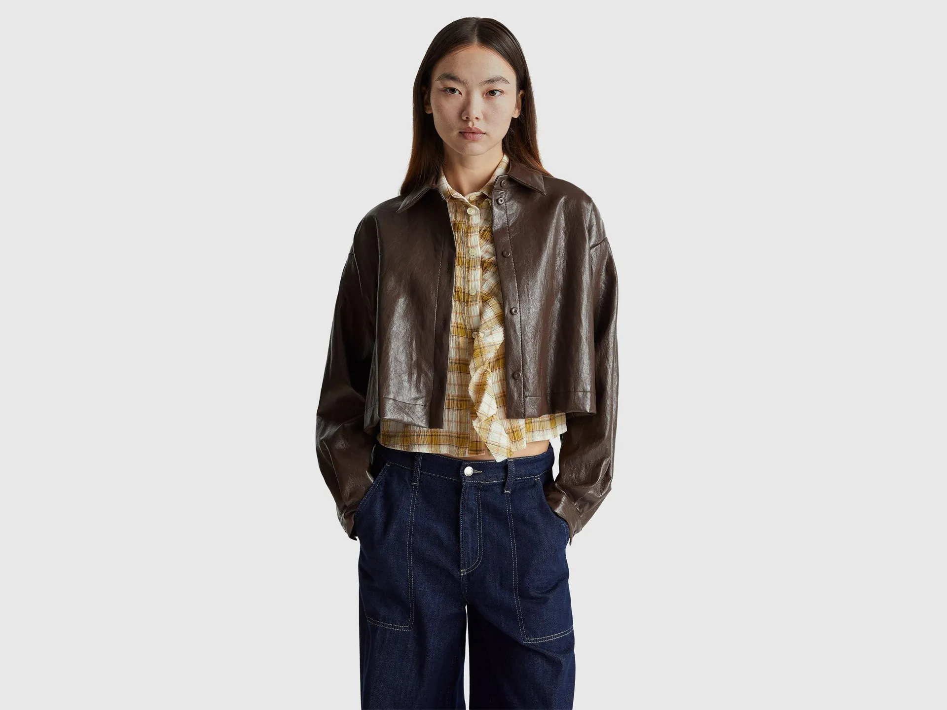 Jacke aus beschichtetem Stoff