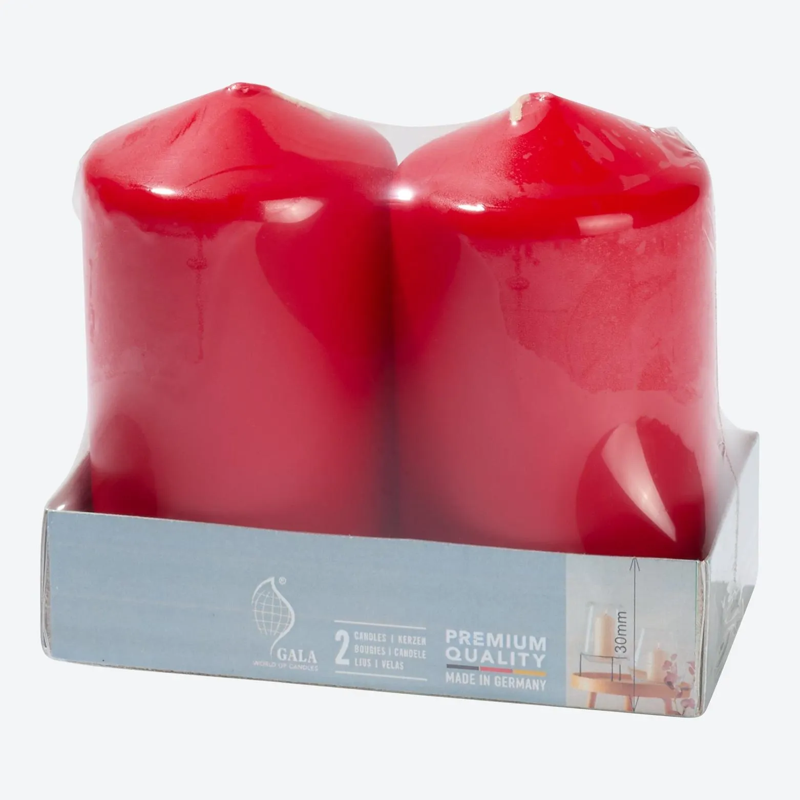 Stumpenkerze, 2er-Pack, ca. 6x10 cm