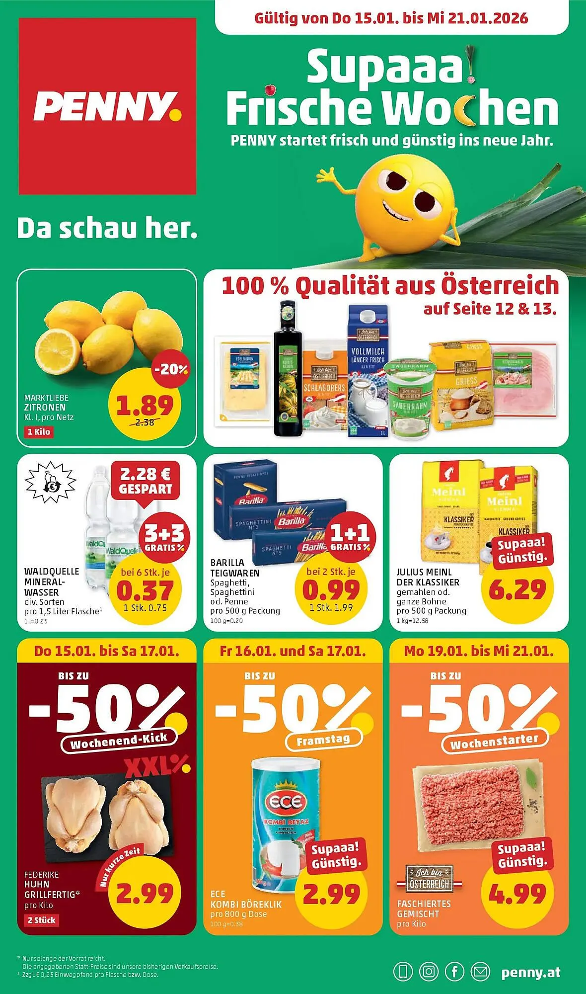 PENNY Flugblatt von 15. Jänner bis 21. Jänner 2026 - Flugblätt seite 1