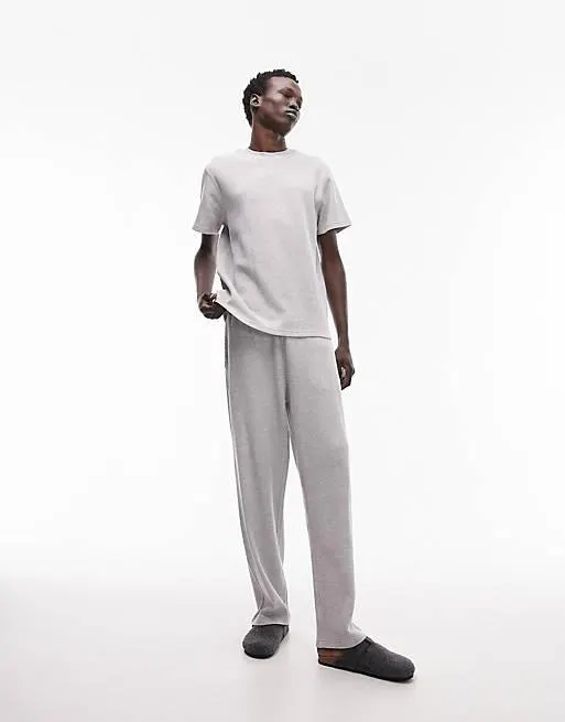 Topman lounge waffle t-shirt in grey