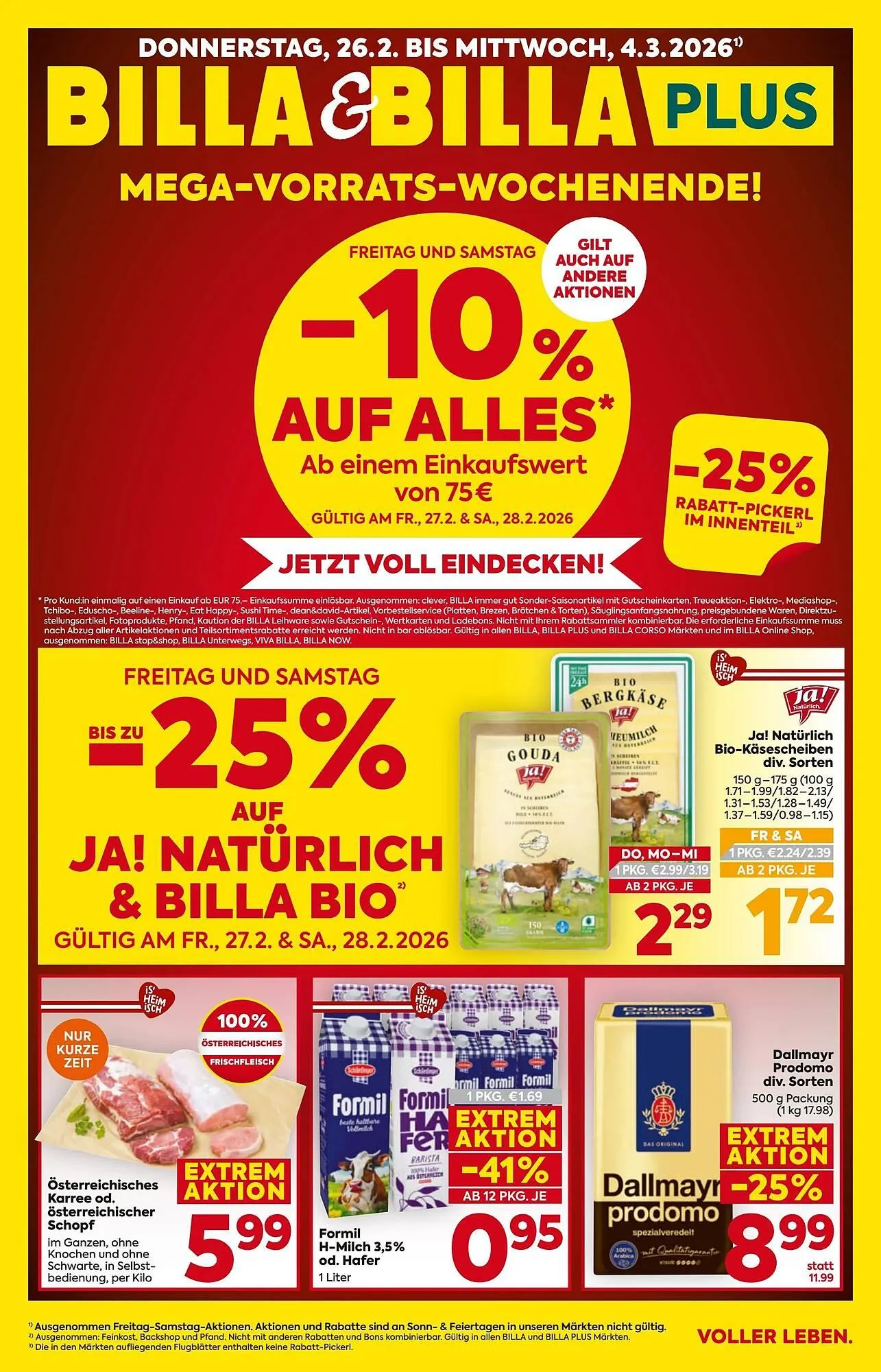 Billa Flugblatt von 26. Februar bis 4. März 2026 - Flugblätt seite  1