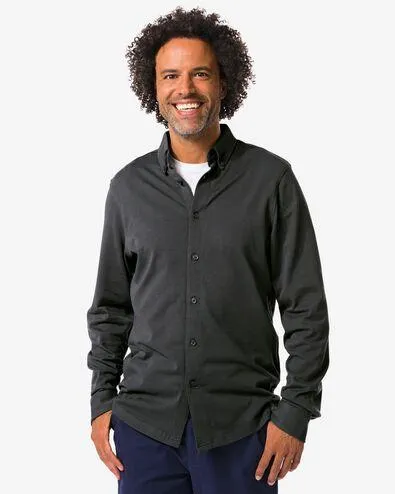 herenoverhemd Billy jersey donkergrijs