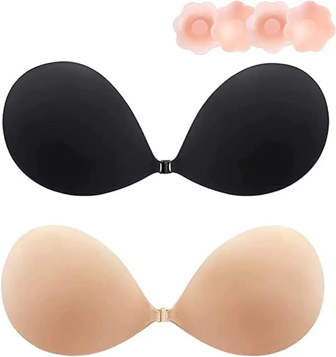 Lnmyic Klebe BH, Unsichtbar Push up Klebe BH Rückenfreier Klebe BH Push up Trägerloser BH, Wiederverwendbare Klebebh, Haut Freundlich Silikon Selbstklebend BH,für Aalle Rückenfreie Kleidung