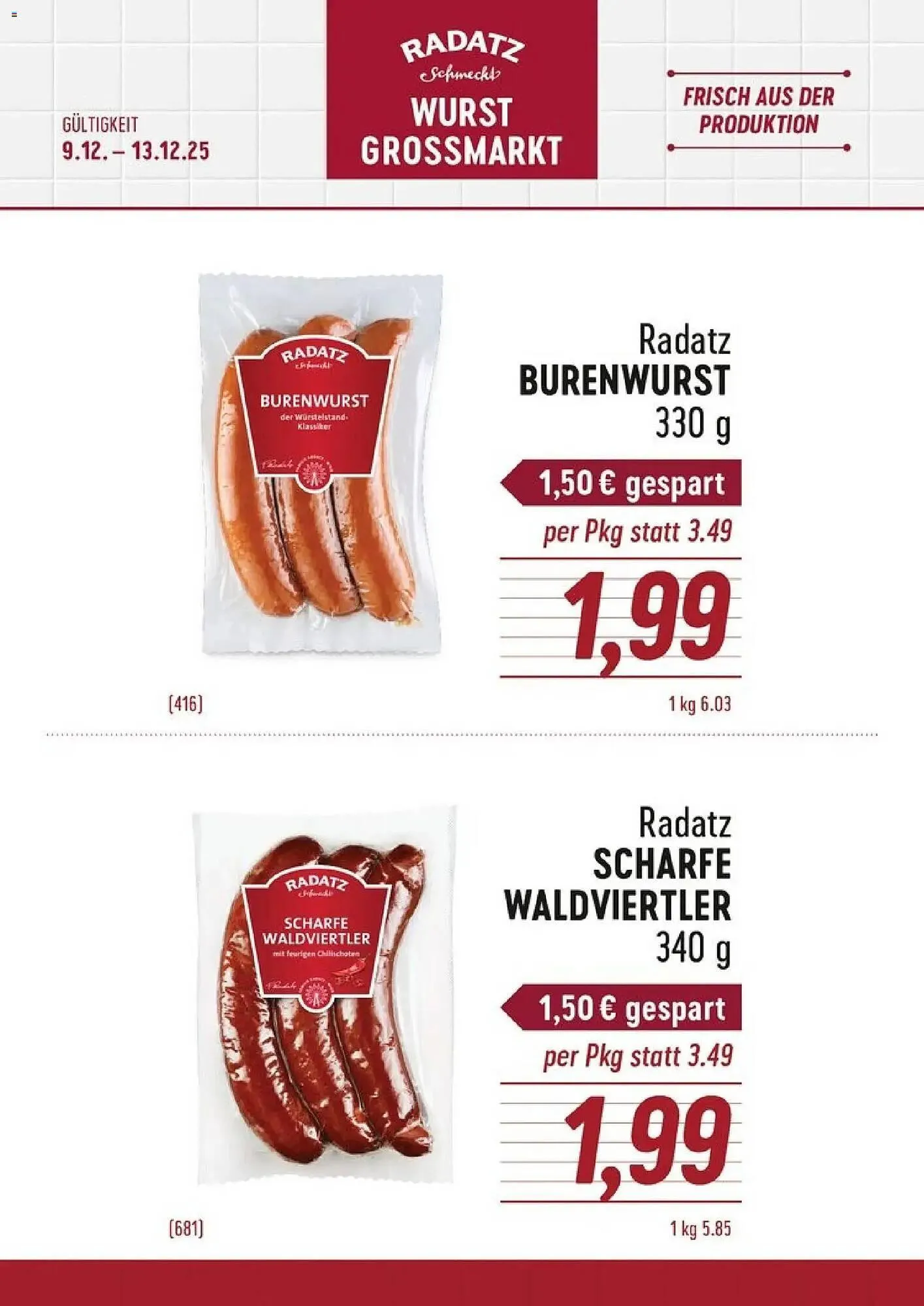 Radatz Flugblatt von 9. Dezember bis 13. Dezember 2025 - Flugblätt seite 1