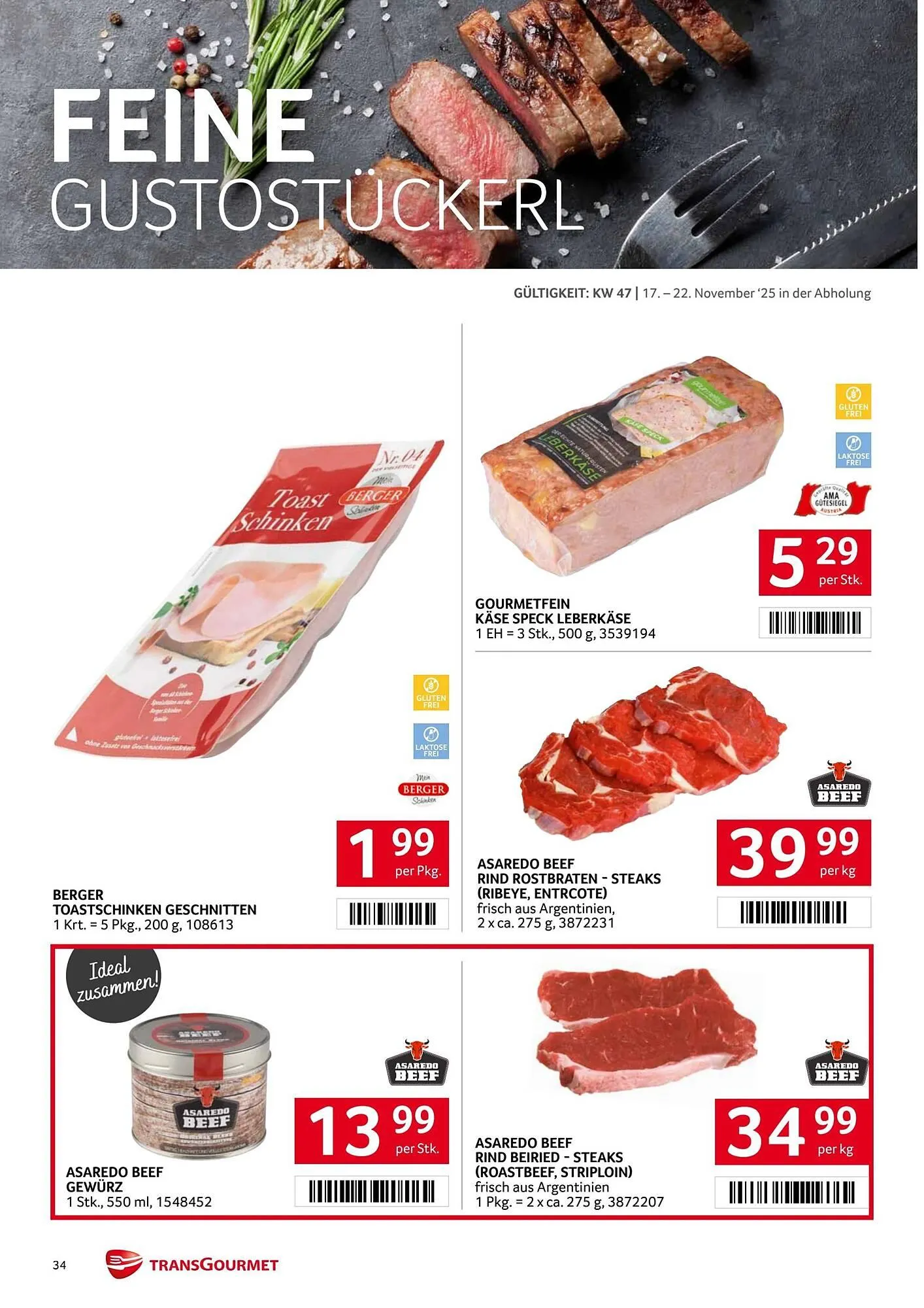 Transgourmet Flugblatt von 17. November bis 23. November 2025 - Flugblätt seite  34