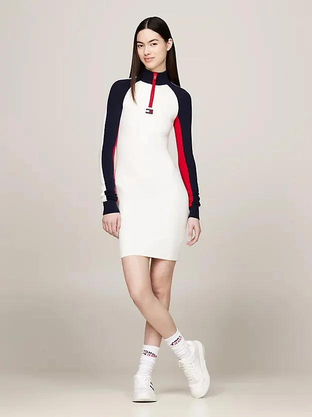 Geripptes Sweatshirt-Kleid in Color Block
