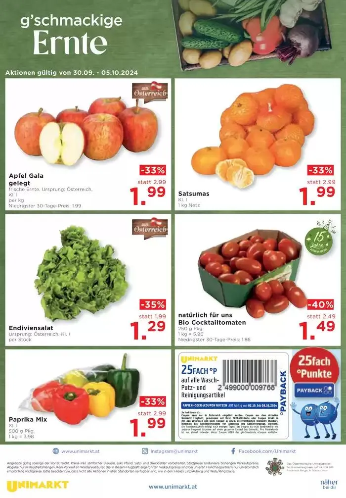 Unimarkt flugblatt von 2. Oktober bis 8. Oktober 2024 - Flugblätt seite  12