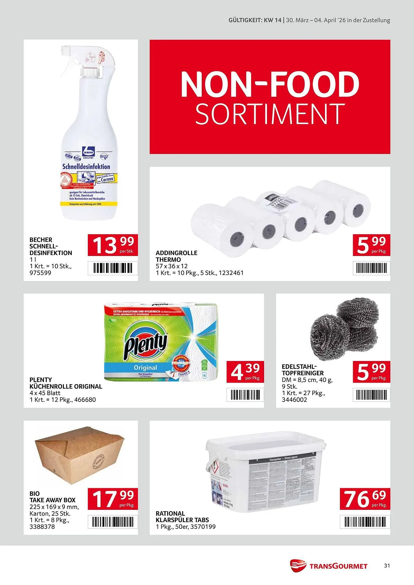 Transgourmet Flugblatt von 30. März bis 4. April 2026 - Flugblätt seite  31