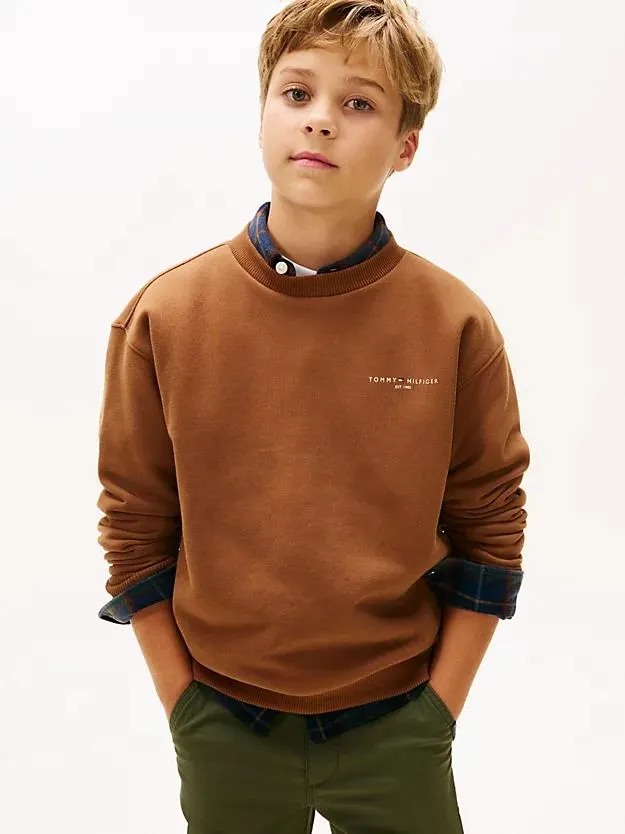 Rundhals-Sweatshirt aus Fleece mit Logo