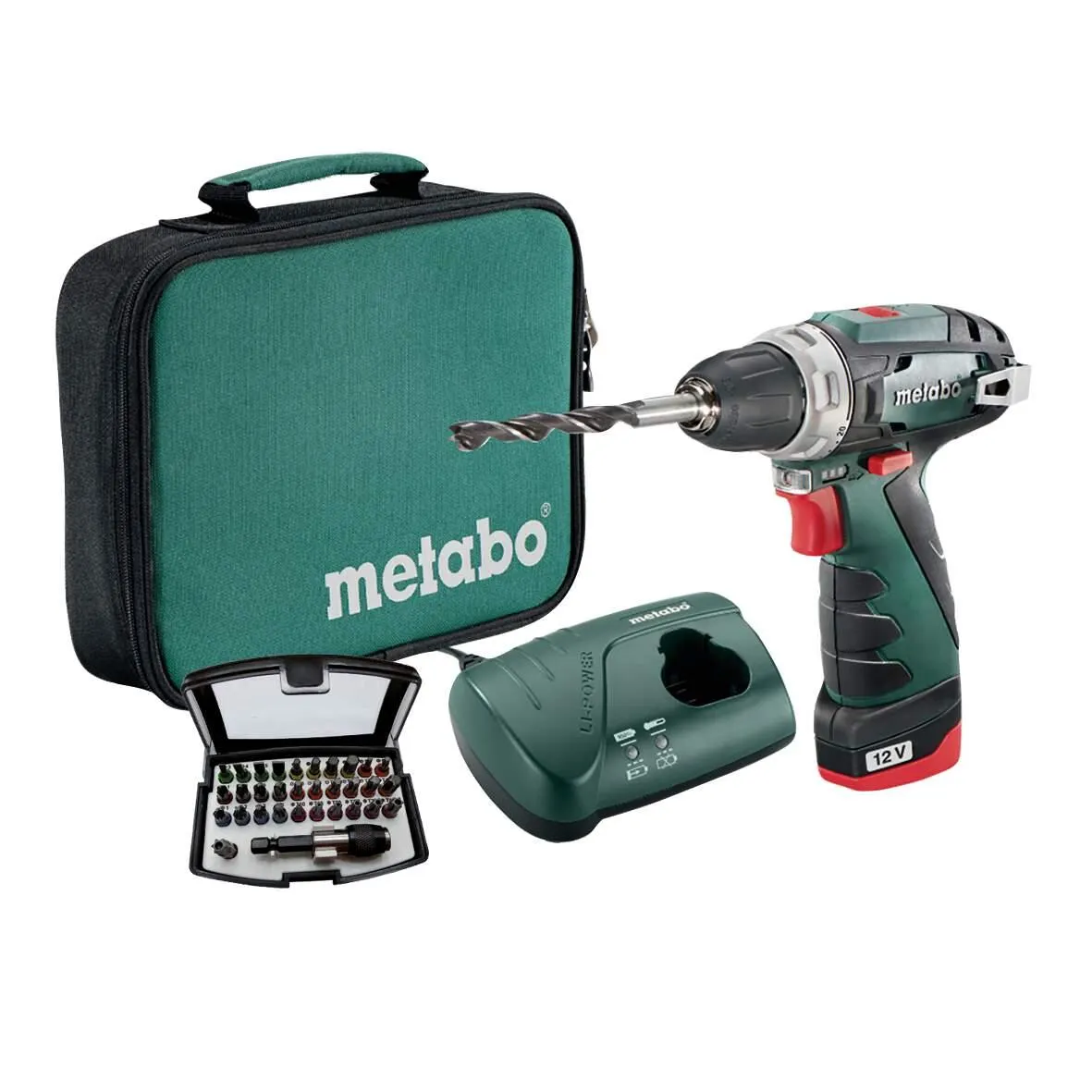 Akku Bohrschrauber PowerMaxxBS 12V 2,0 Ah + 32tlg. Bit-Set