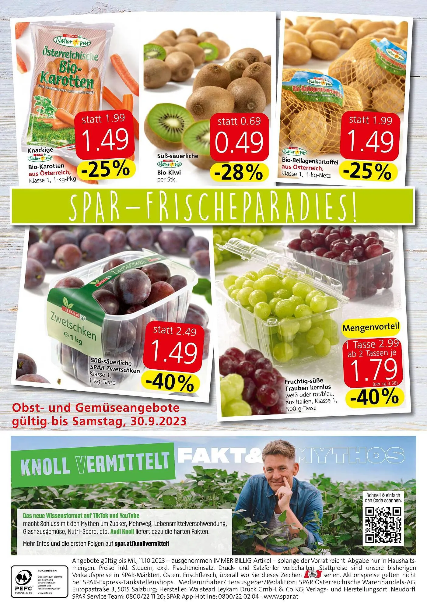 Spar Flugblatt von 28. September bis 11. Oktober 2023 - Flugblätt seite 20