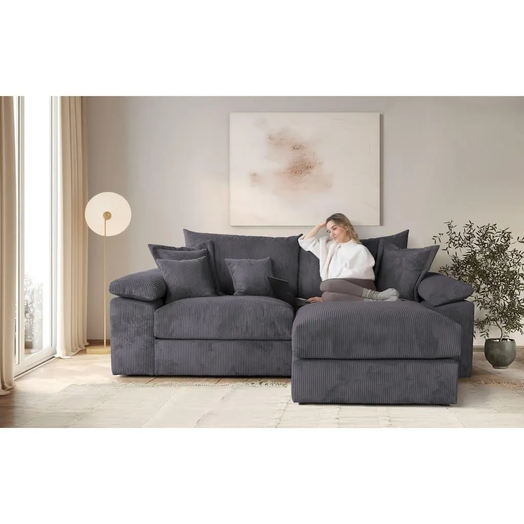 OTTO home Ecksofa »Soft&Cosy XL L-Form, B: 246 cm - OTTO. Verlässliche Qualität.« Mega-Sofa, Cord oder Chenille-Struktur, mit Federkern & 4 Zierkissen