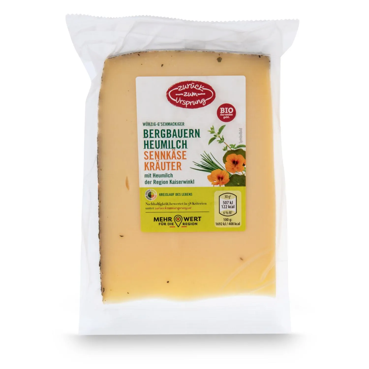 ZURÜCK ZUM URSPRUNG BIO-Bergbauern Sennkäse, Kräuter