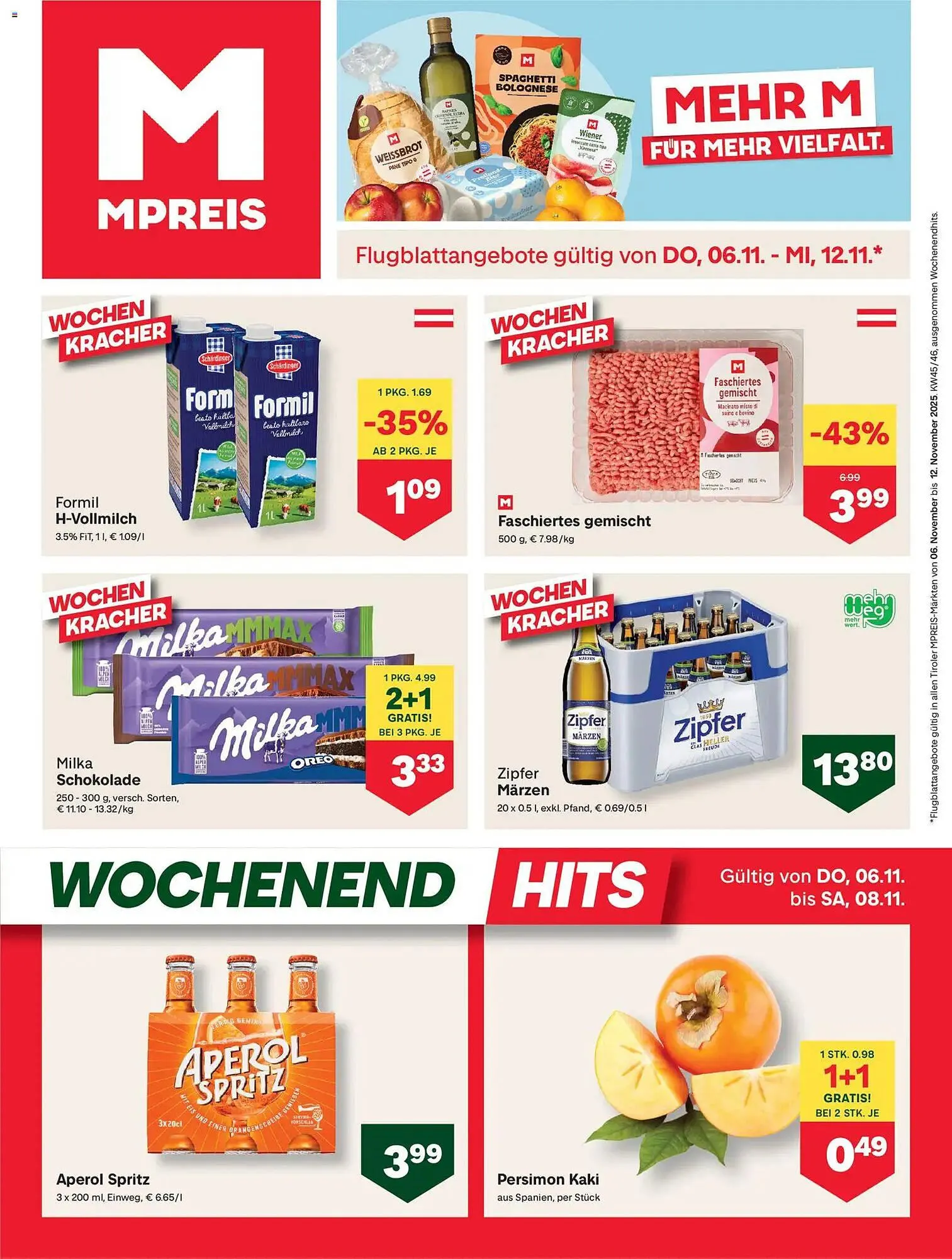 MPreis Flugblatt von 6. November bis 12. November 2025 - Flugblätt seite  1