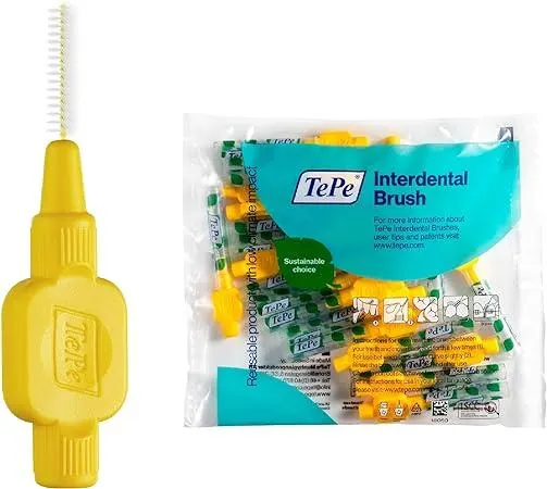 TePe Interdental Brush, Original, Yellow, 0.7 mm/ISO 4, 20pcs, plaque removal, efficient clean between the teeth, tooth floss, for narrow gaps