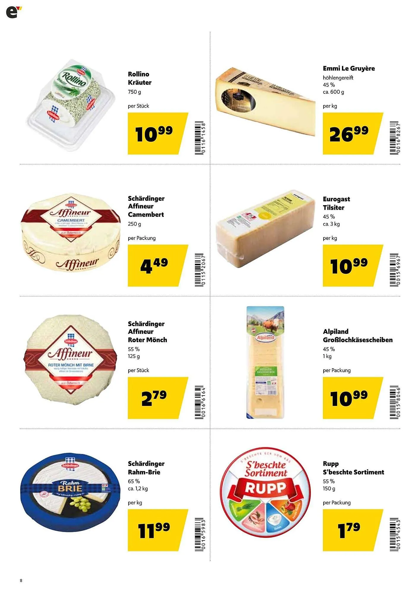 Eurogast Grissemann Flugblatt von 29. Dezember bis 10. Jänner 2026 - Flugblätt seite 8