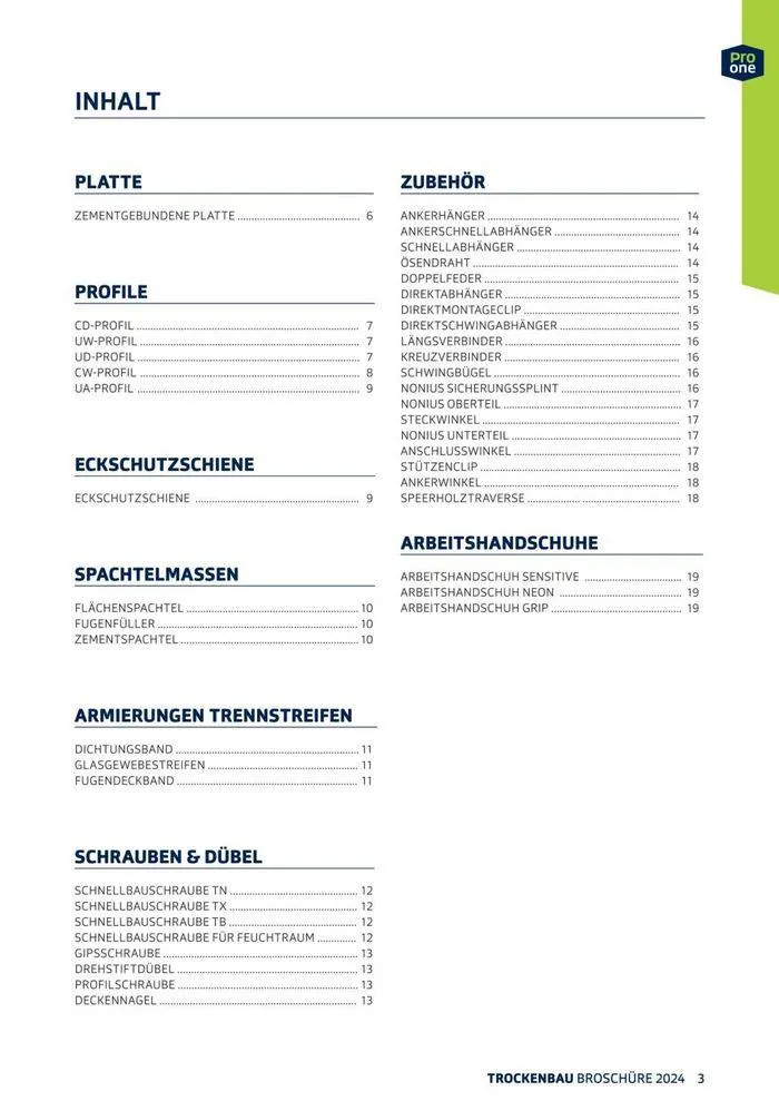 ProOne Trockenbaubroschuere 2024 von 21. Februar bis 31. Dezember 2024 - Flugblätt seite  3