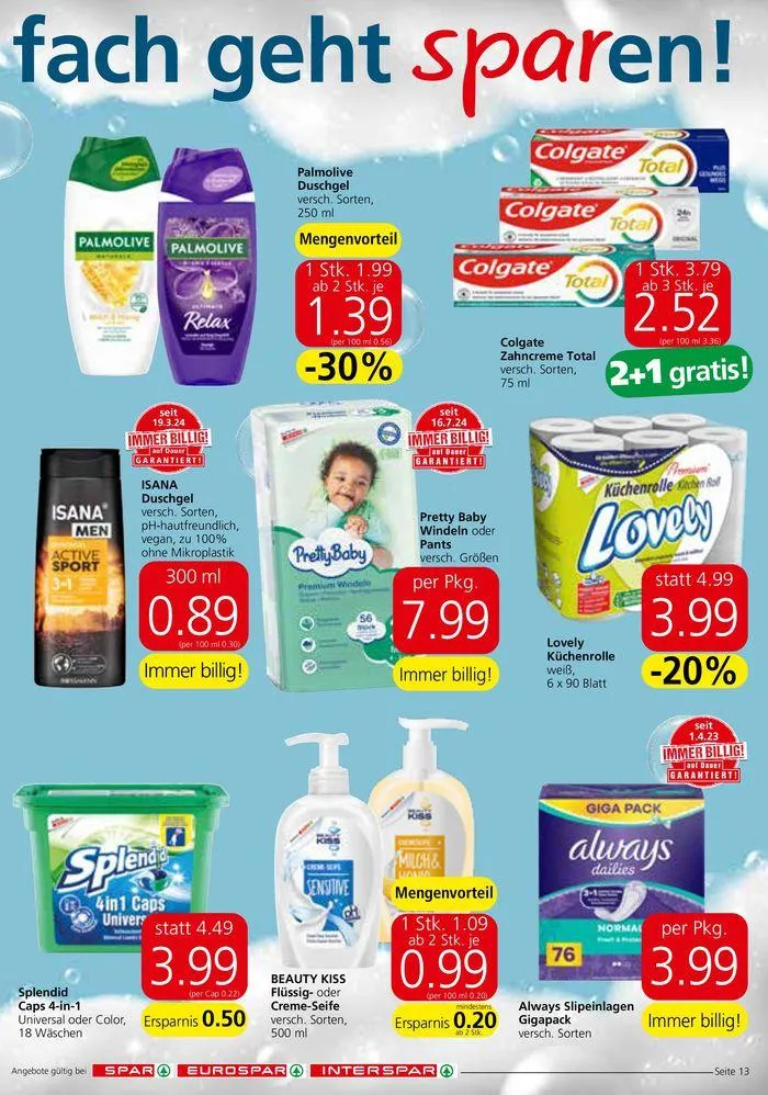 Spar flugblatt von 31. Juli bis 14. August 2024 - Flugblätt seite 13