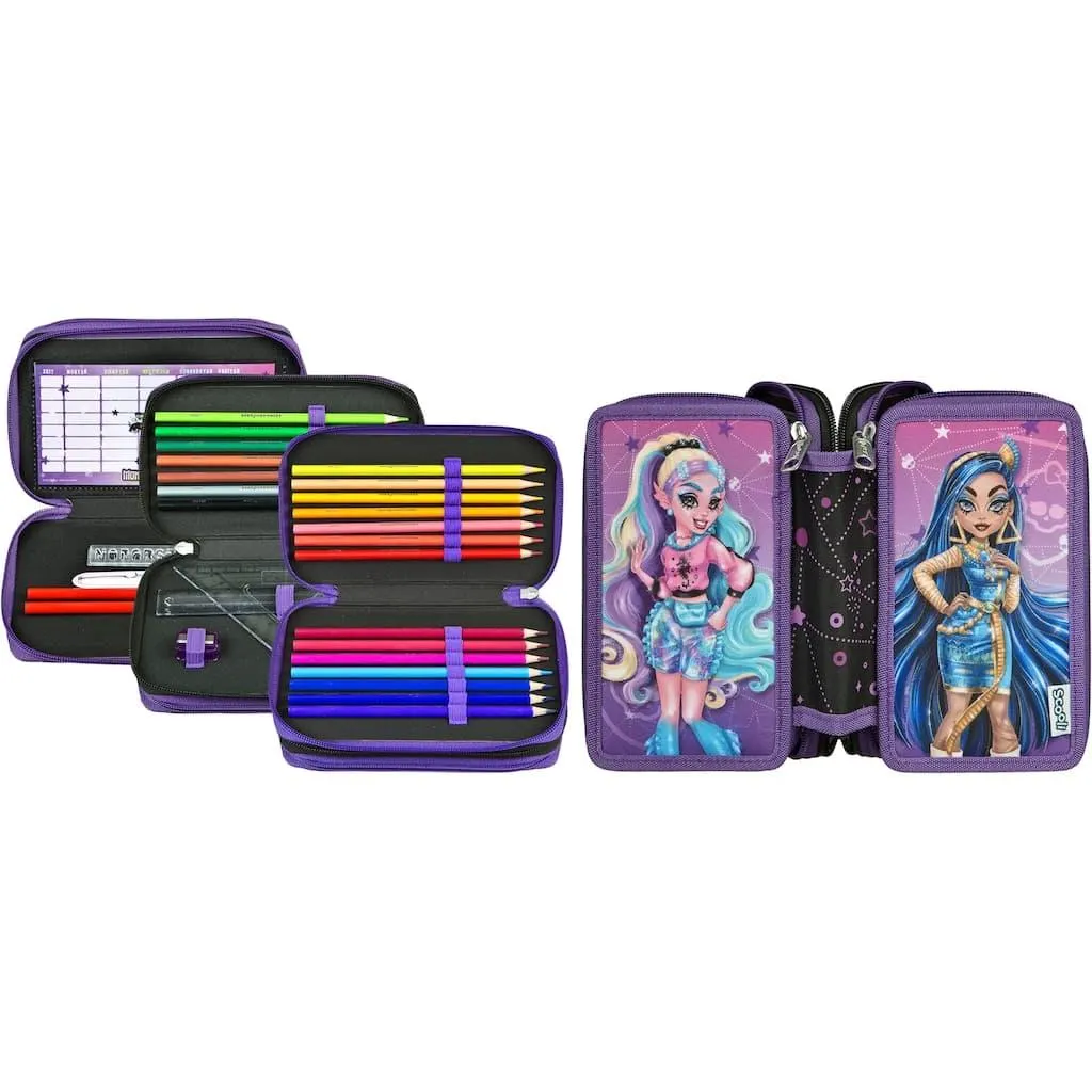 Scooli Federmäppchen »Tripledecker, Monster High« befüllt, inklusive Geodreieck
