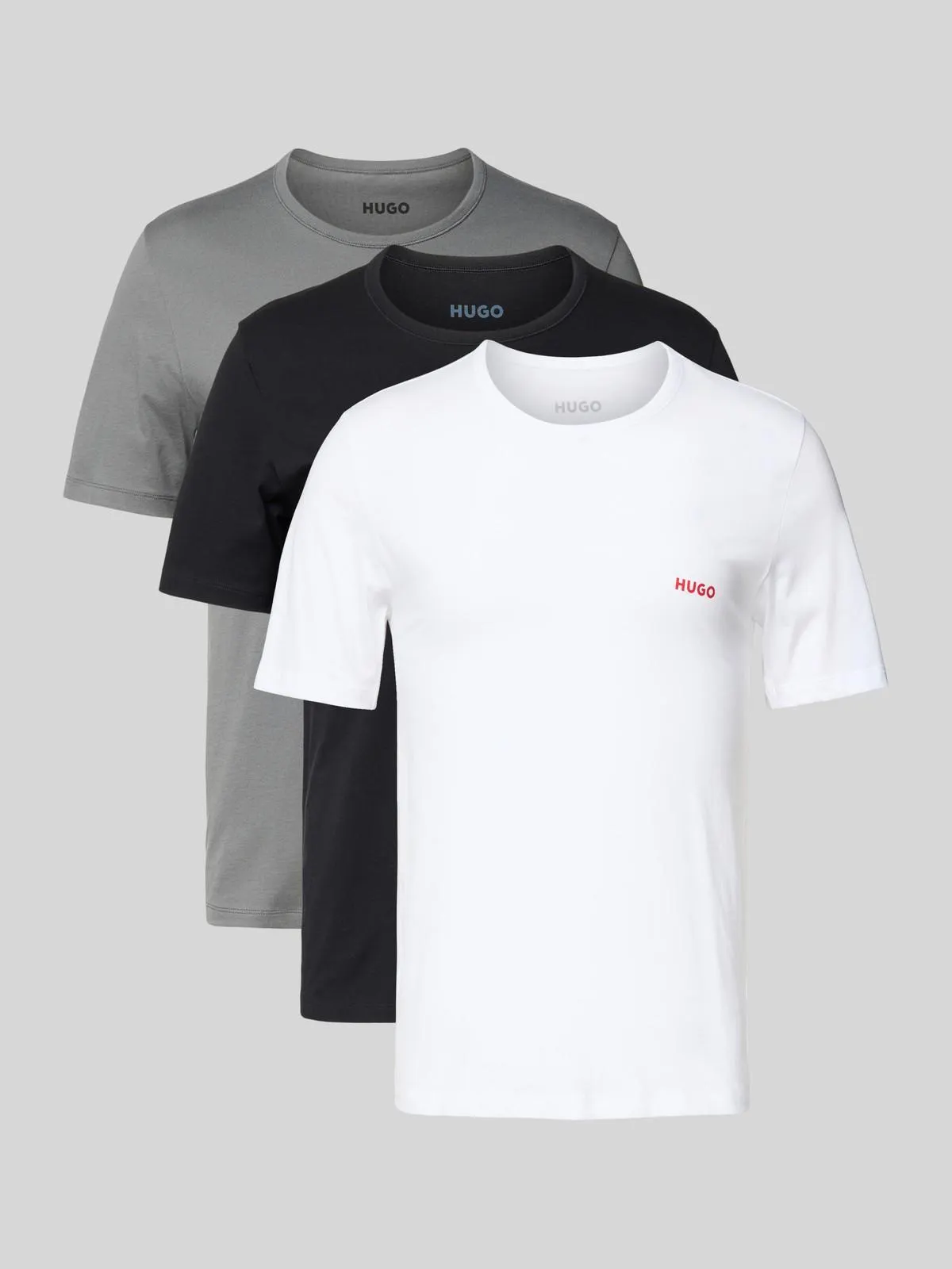 Regular Fit T-Shirt Set im 3er-Pack in mittelgrau