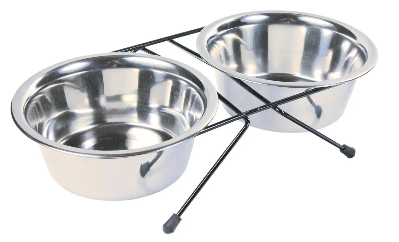 TRIXIE Edelstahl Näpfe mit Halter 2x750 ml