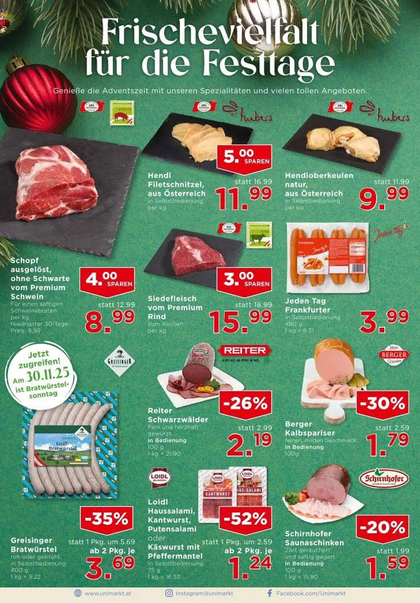 Unimarkt Flugblatt von 26. November bis 9. Dezember 2025 - Flugblätt seite 6