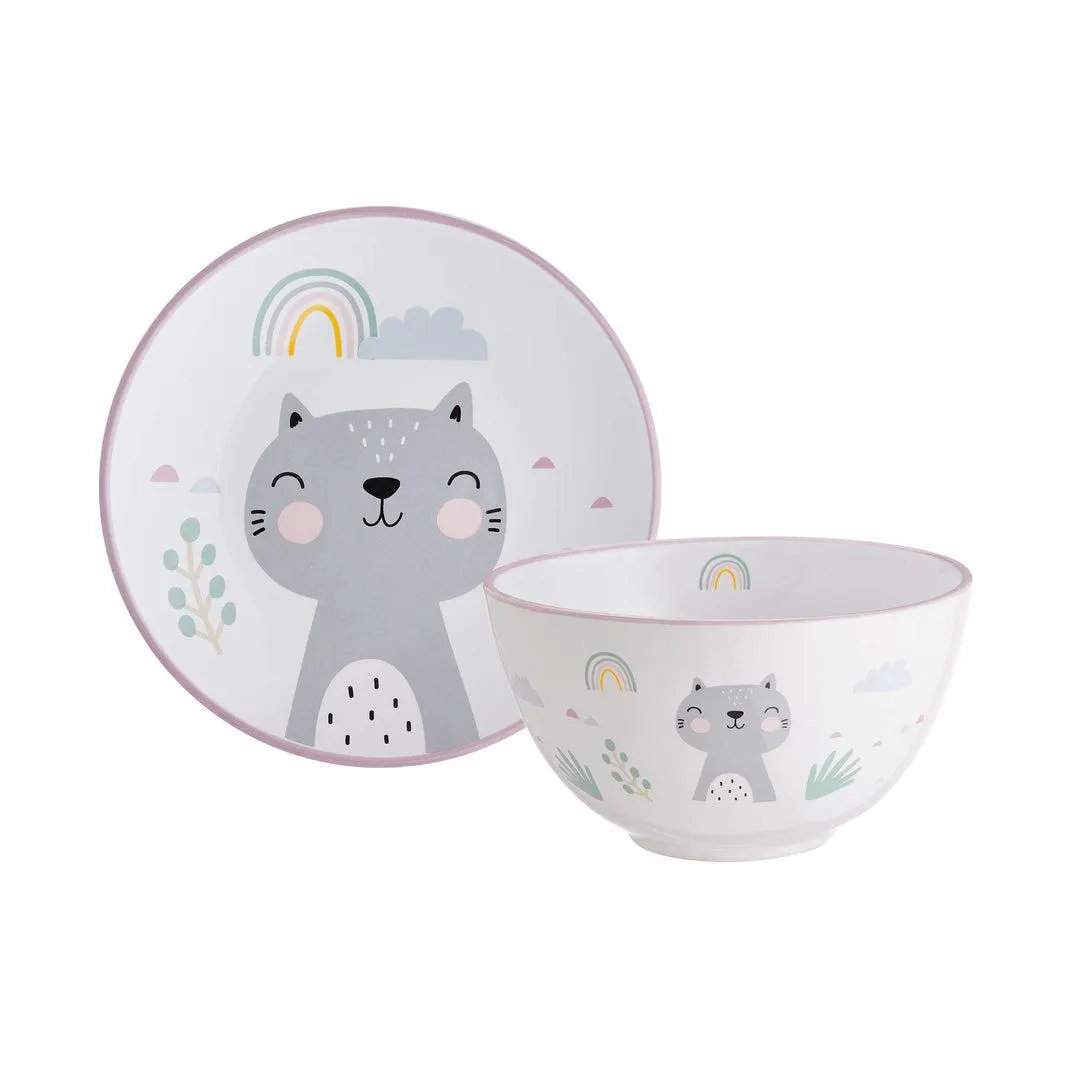 Kindergeschirr-Set Katze 2-tlg.