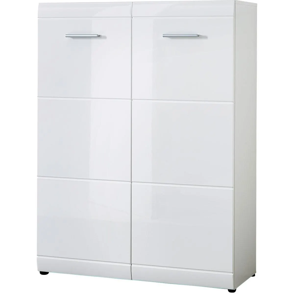 Schuhschrank Adison Fronten in Hochglanz mit Rillenfräsung 90 x 120 x 36 cm weiß