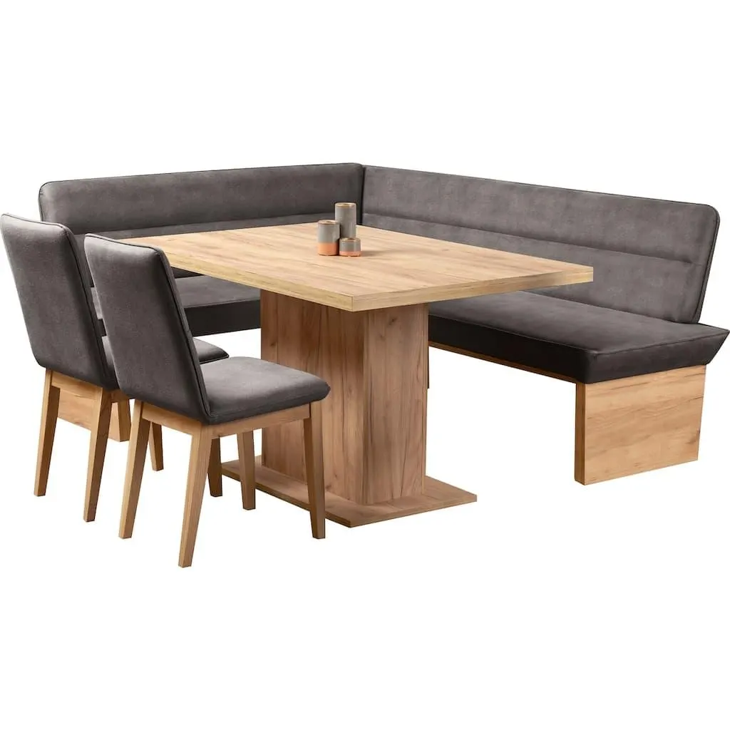 Home affaire Eckbankgruppe »Beluna + Cross Essecke Sitzgruppe Eckbank Küchenbank BESTSELLER« Set, Eckbank, 2 Stühle und Tisch, 4 Stk. tlg. Sitzgruppe Esszimmer Stühle Tisch und Bank bequem gepolstert