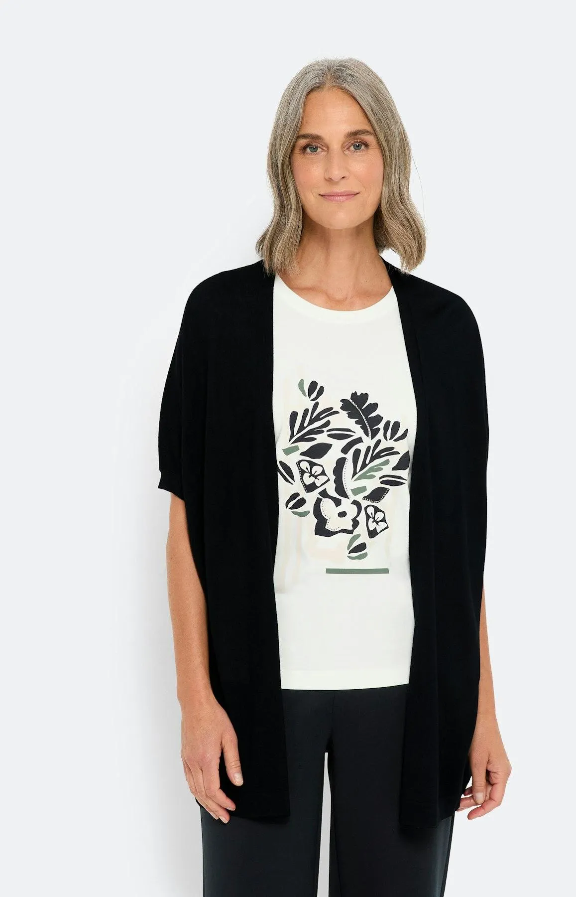 Offener Cardigan mit Kurzarm, marine