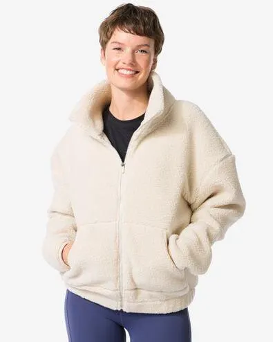 dames sherpa jas creme