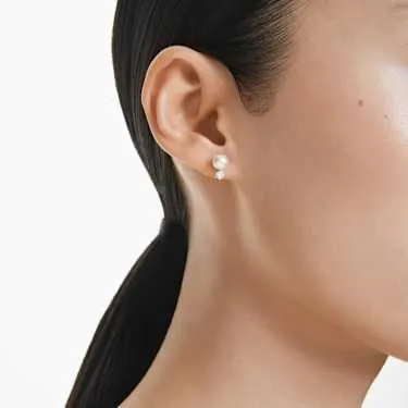 Matrix Ohrstecker Kristallperle, Rundschliff, Weiß, Rhodiniert