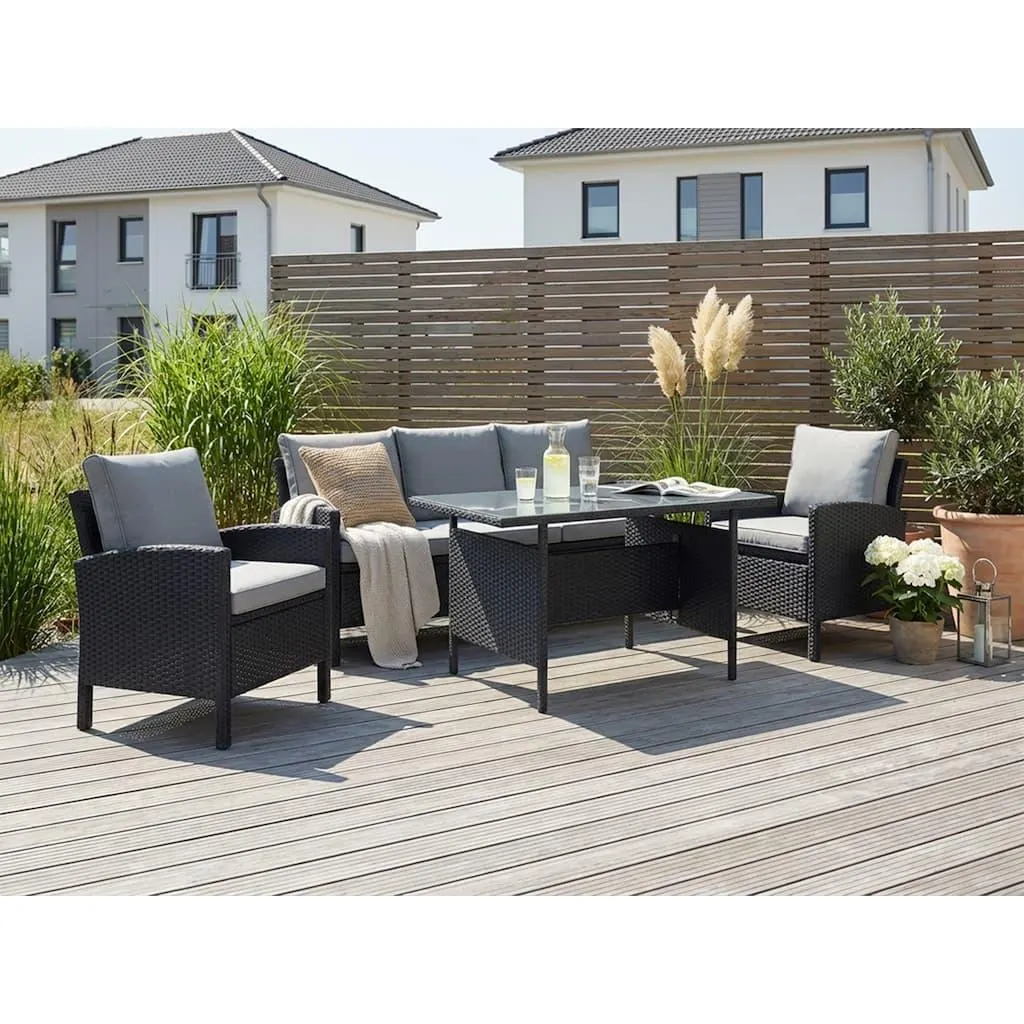 KONIFERA Gartenlounge-Set »»Brooklyn«« Set, 1x 3er Sofabank, 2 Sessel, Tisch 66x120x74 cm, inkl. Auflagen, 12 Stk. tlg. Stahl/Polyrattan