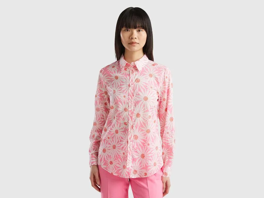 Gemusterte Bluse in 100% Baumwolle