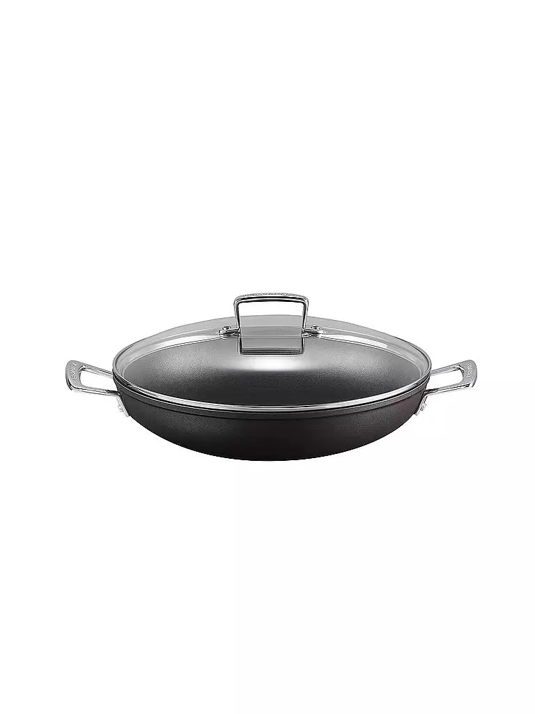Aluminium-Antihaft Profipfanne mit Glasdeckel 30cm Schwarz