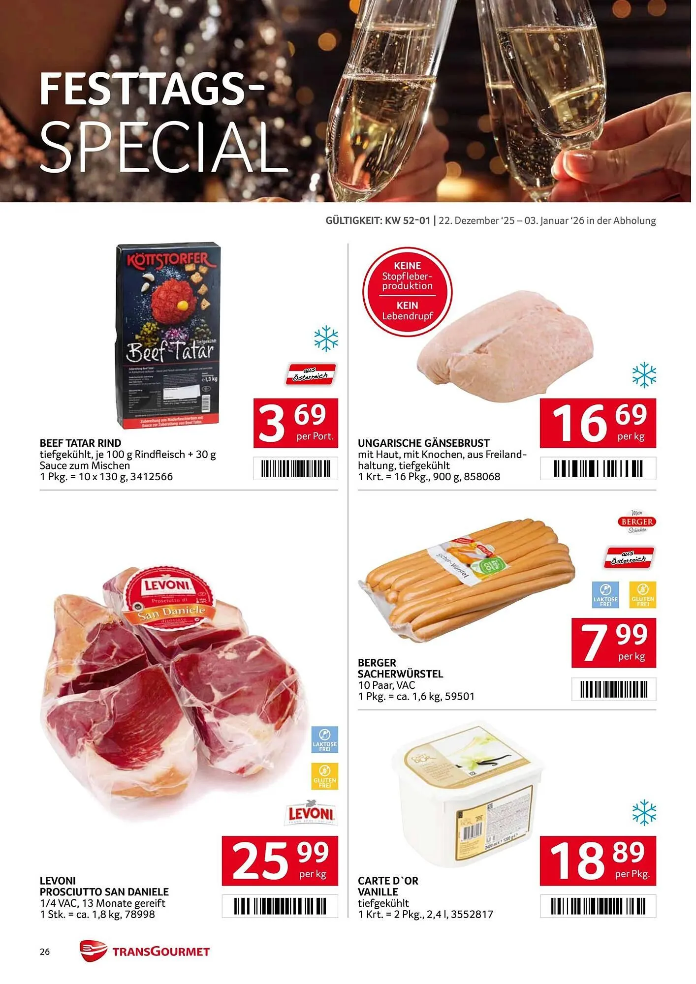Transgourmet Flugblatt von 22. Dezember bis 4. Jänner 2026 - Flugblätt seite 26
