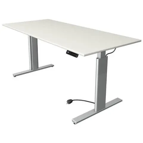 Schreibtisch elektr.höhenv. weiß/silber KERKMANN 10233010 180x80cm