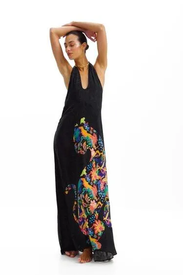 Maxi-Neckholder-Kleid Zeichnungen Dschungel