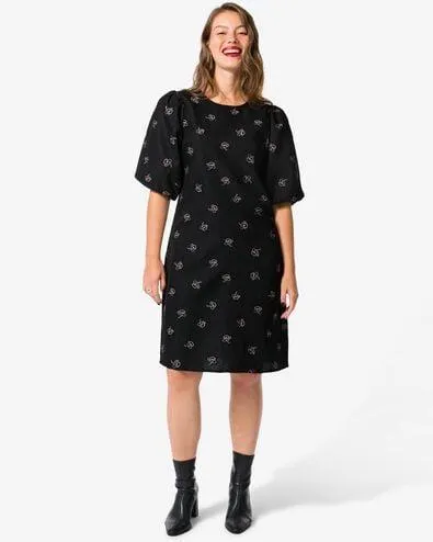 damesjurk Dawn crinkle zwart