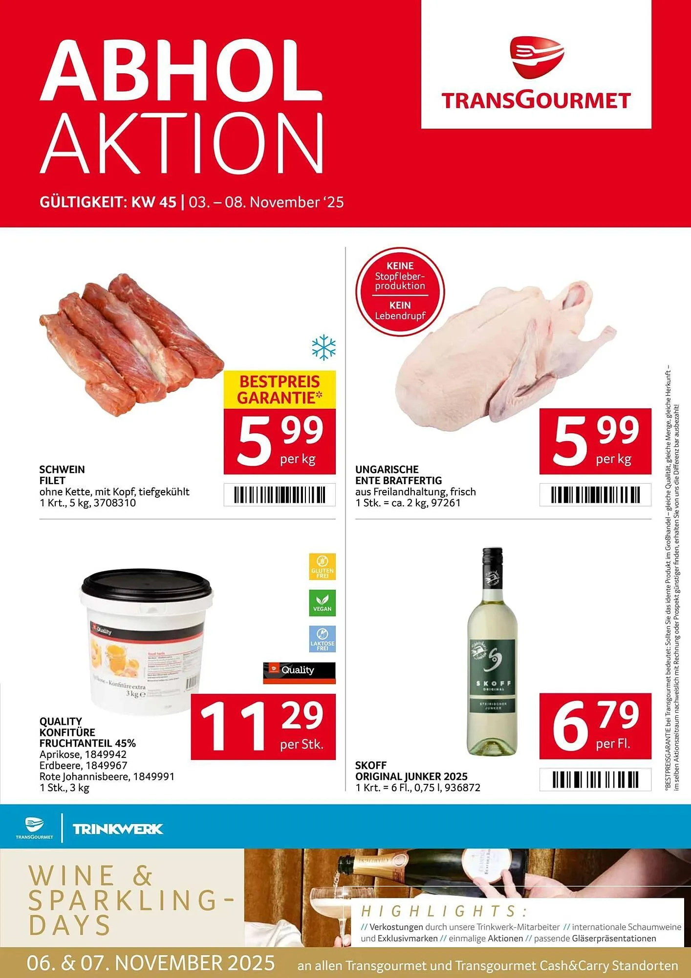 Transgourmet Flugblatt von 3. November bis 9. November 2025 - Flugblätt seite  1