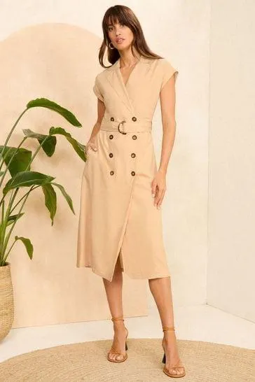 Love & Roses Double Breasted Shirt Midi Dress