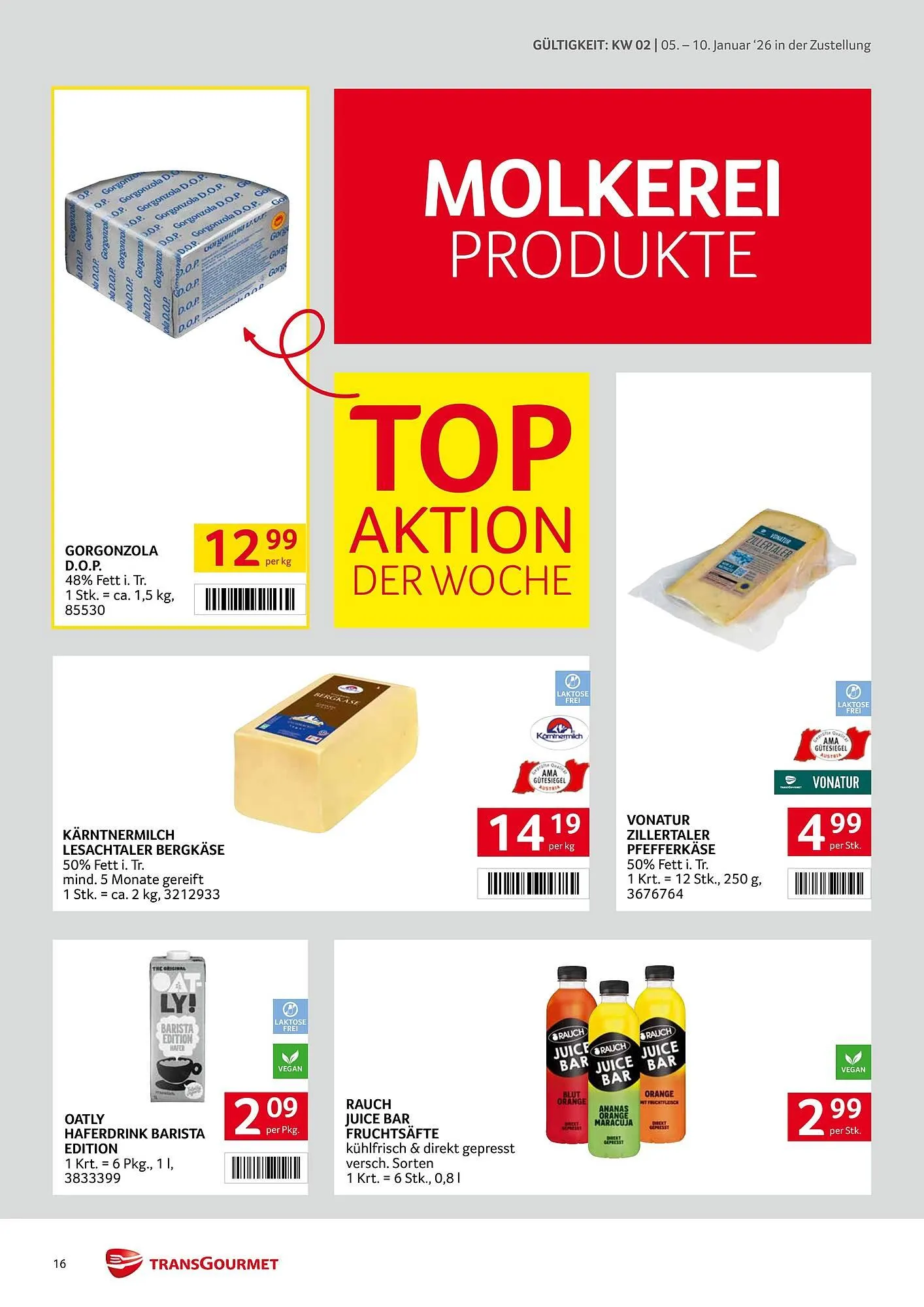 Transgourmet Flugblatt von 5. Jänner bis 10. Jänner 2026 - Flugblätt seite  16