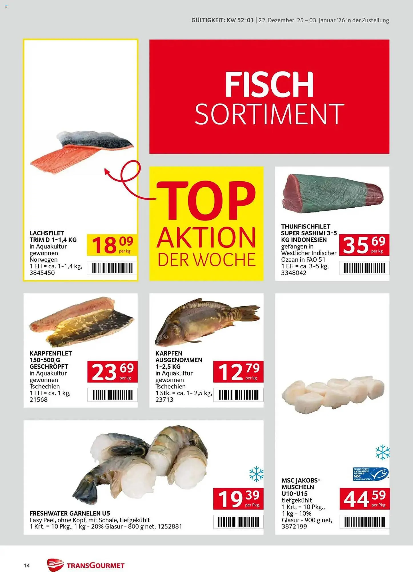 Transgourmet Flugblatt von 22. Dezember bis 3. Jänner 2026 - Flugblätt seite  14