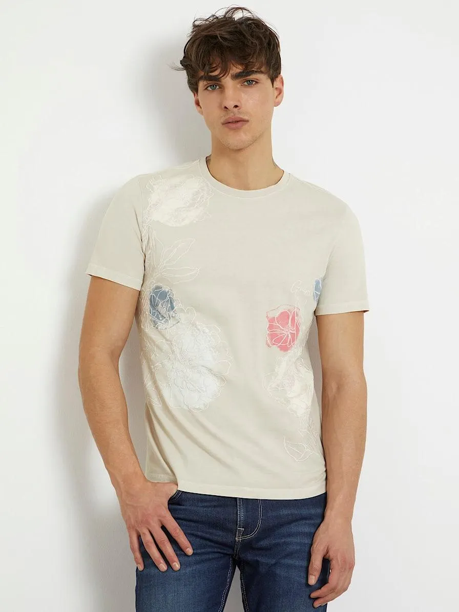 T-shirt mit blumenstickerei