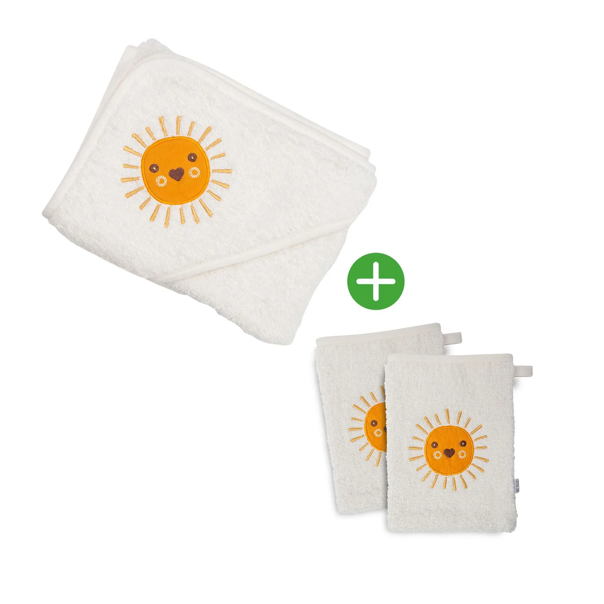 Set Waschhandschuhe mit Badetuch Sonne